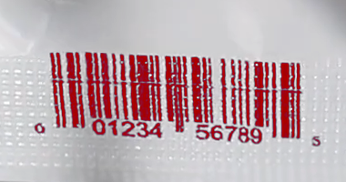 Example of Red Ink -- Barcode inkjet printed bar code