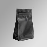 black flat square bottom pouch for coffee