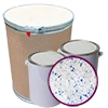 carboard drum filled with of blue and white silica gel beads
