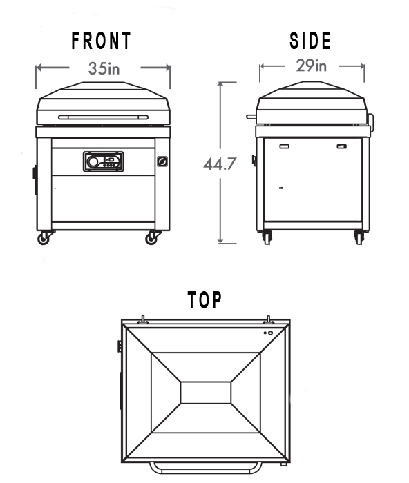 drawing of GCV-24LR with measurements