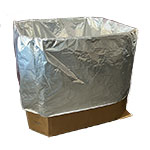 silver mylar gaylord liner extending above the top of the box it is lining