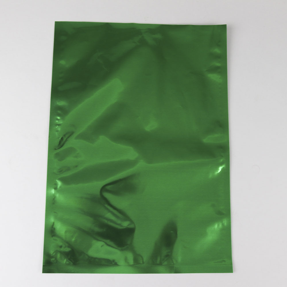10" x 14" Metalized Green 3-Side Seal Pouch - 25MGR1014
