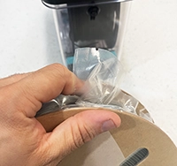 tear notch to open sealed new filament roll