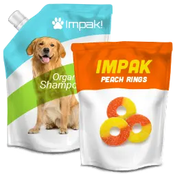 liquid and gummy standing pouches manufactured with custom print