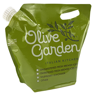 custom printed Olive Garden take out beverage bag