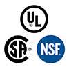 UL CSA and NSF certification logos