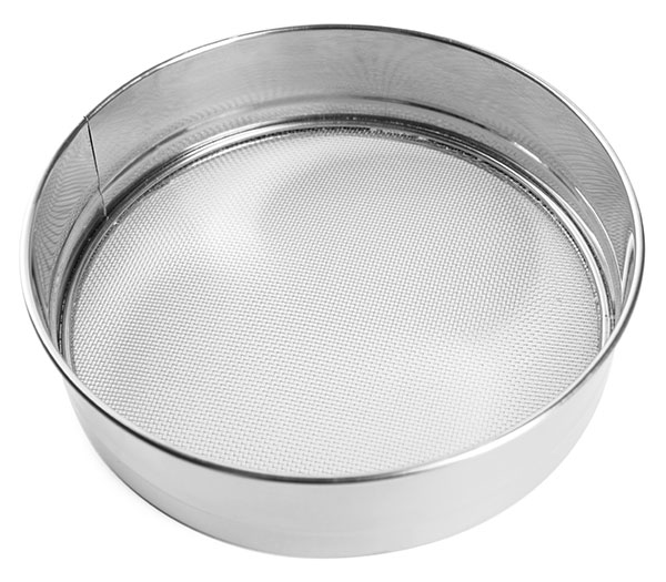 sieve with mesh for sorting desiccant media