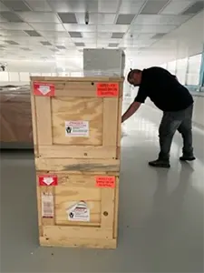 Inspection of crates before shipping out