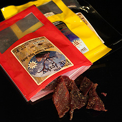 label ready pouches with jerky