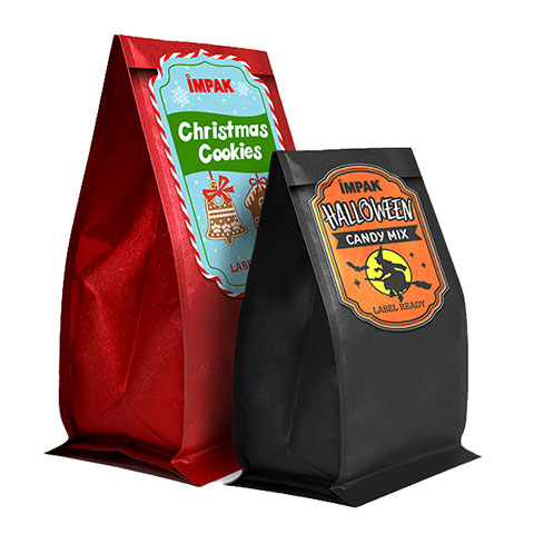 shimmerflex bags with holiday labels