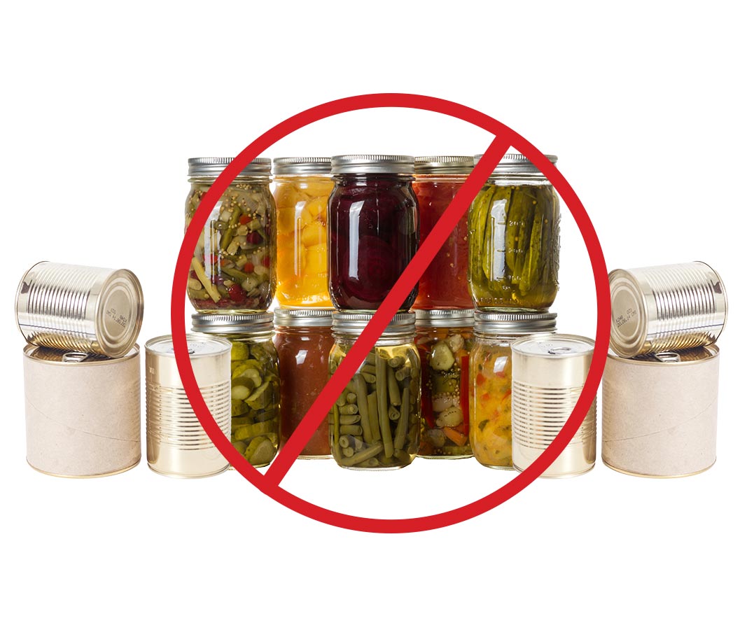 no cans or jars